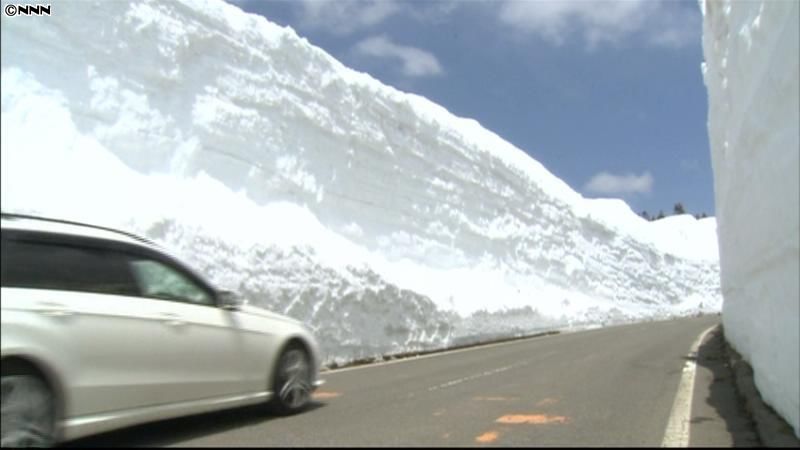 雪山に春…志賀草津道路５か月ぶりに開通