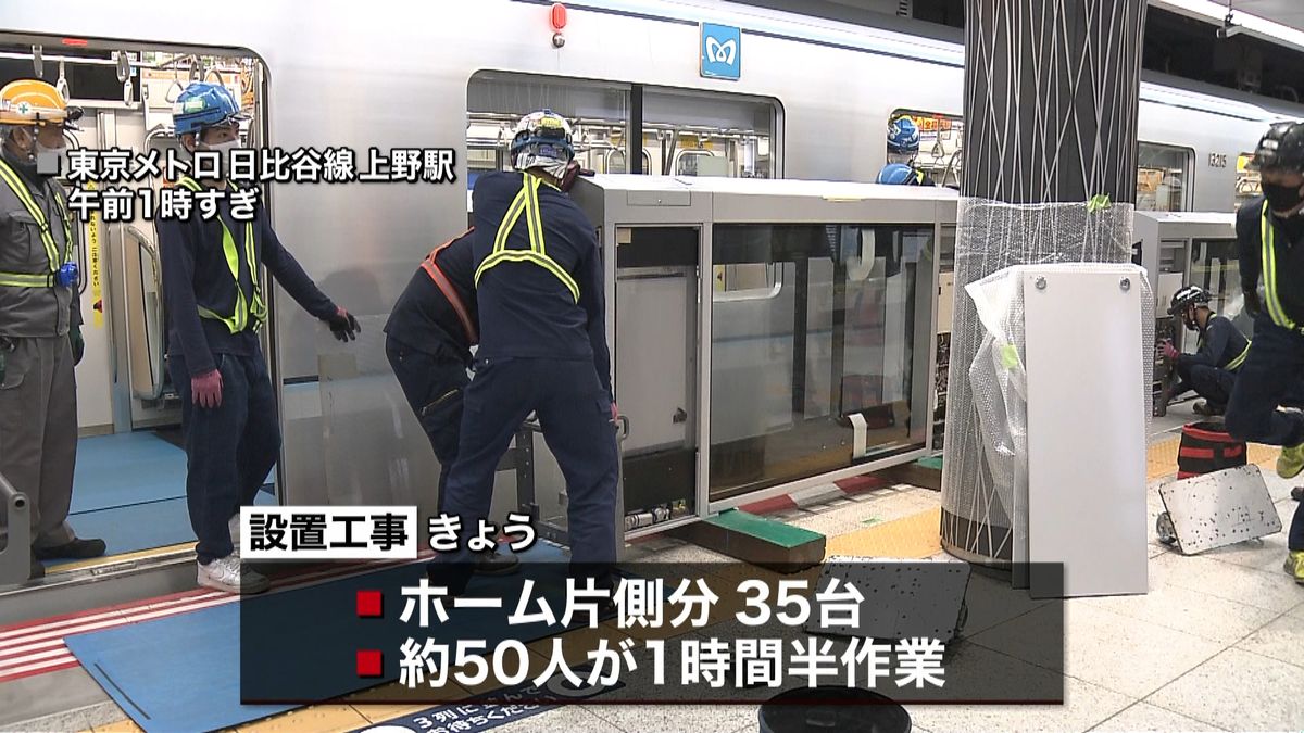 東京メトロ終電後　ホームドア設置工事公開