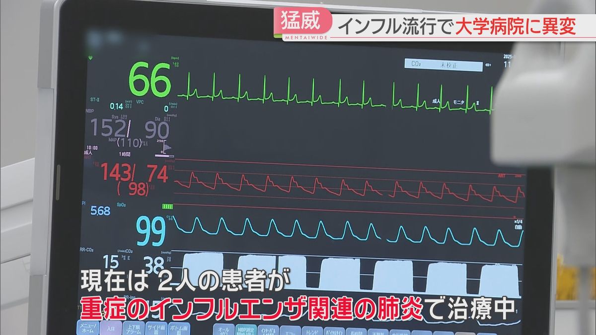 集中治療室にインフル患者が