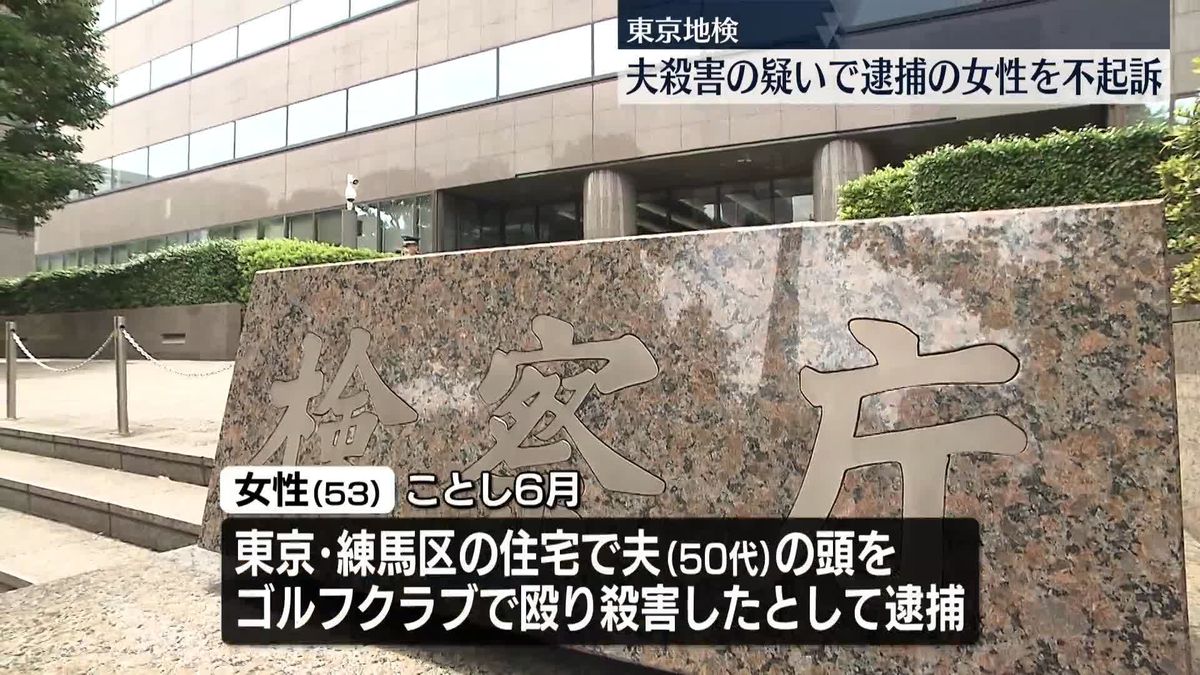 “夫をゴルフクラブで殴り殺害”女性を不起訴処分