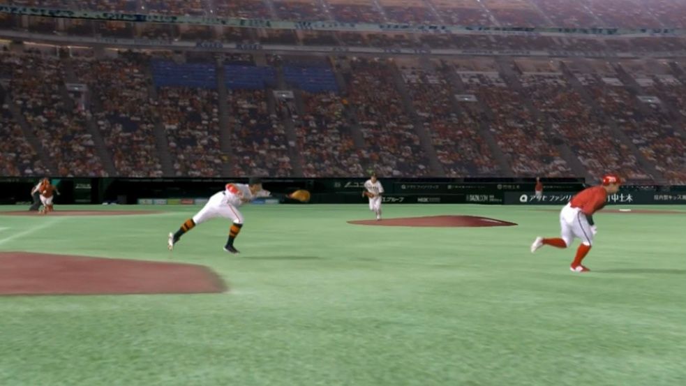 【巨人】キャプテン岡本和真が気迫あふれるプレー　飛びついて座ったような形で2塁に送球