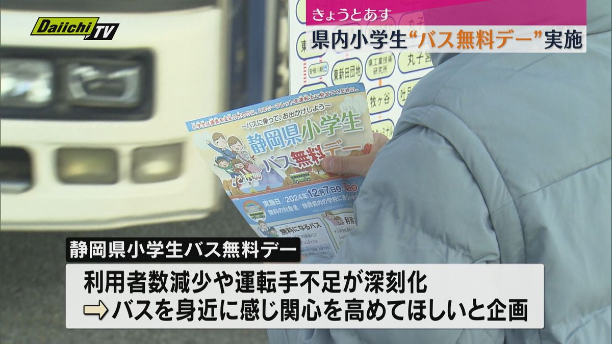 7日と8日静岡県内の小学生を対象にしたバス無料デー実施（静岡）