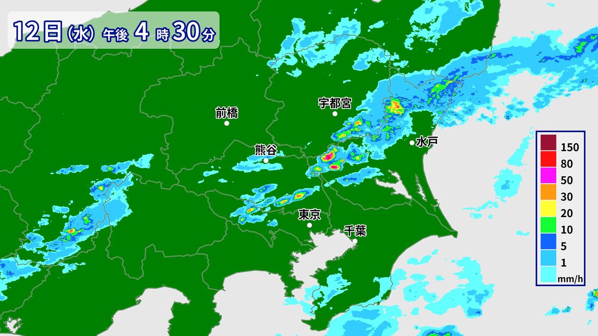 関東でも局地的に雨雲発達　所々で雷伴い雨脚強まる　朝は各地で冷え込み強