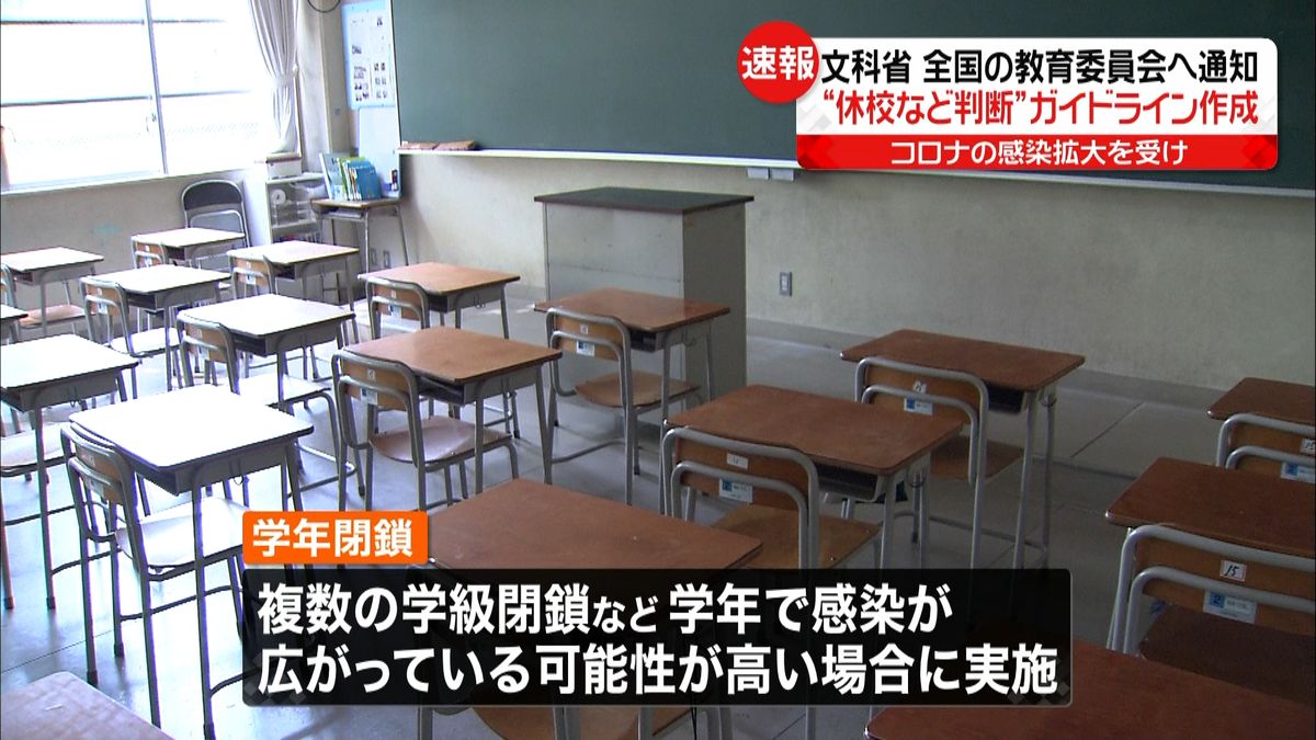 感染拡大　文科省が休校などのガイドライン