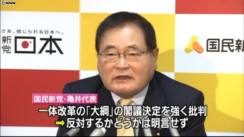 「大綱」決定方針、とち狂ってる～亀井代表